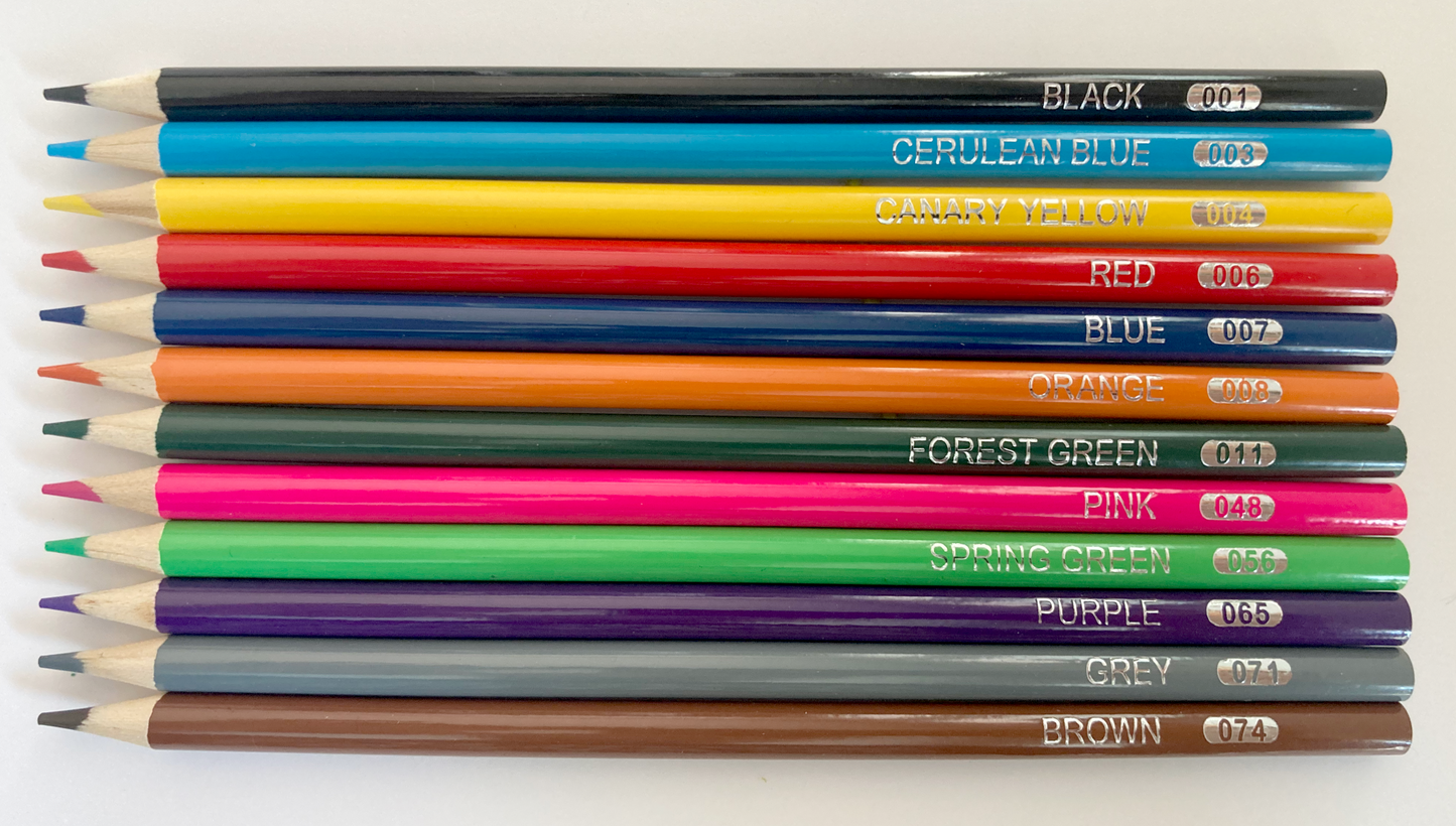 Personalized Laser Engraved Coloured Wooden Pencils (Set of 12)