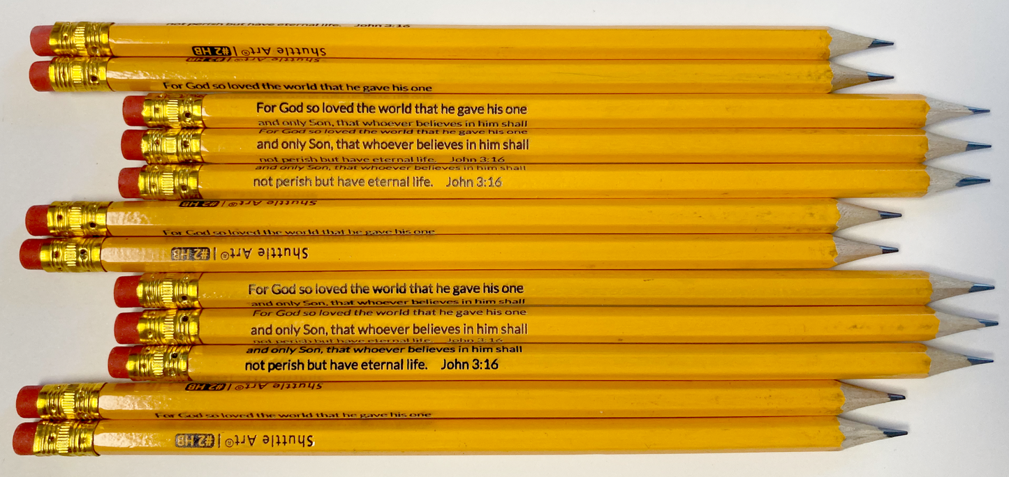 John 3:16 Engraved Wooden Pencil (Set of 12)