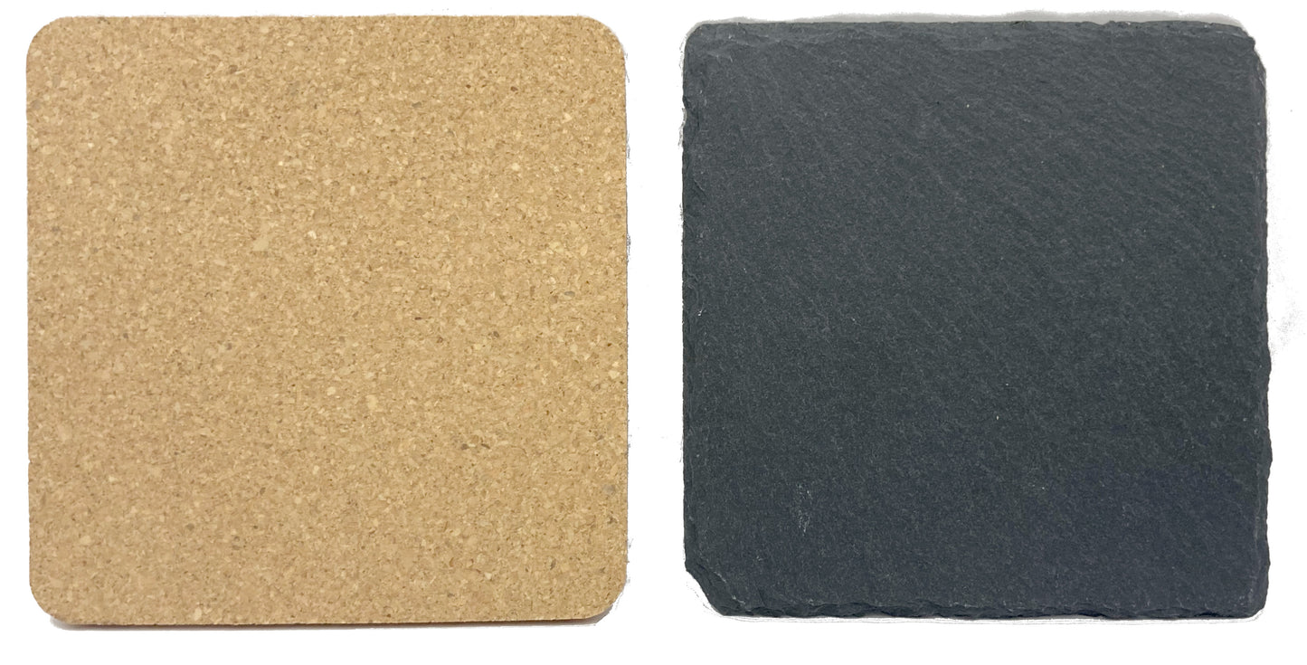 6-Piece Drinks Coaster Set - Cork & Slate, Square & Round:  Sip in Style