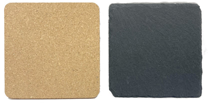 Family 6-Piece Drinks Coaster Set - Cork & Slate, Square & Round