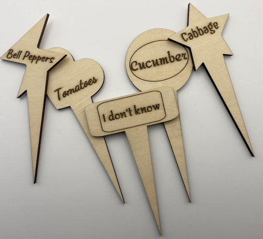 Organize Your Garden with Personalized Wooden Stakes: 10 Tags, 5 Shapes