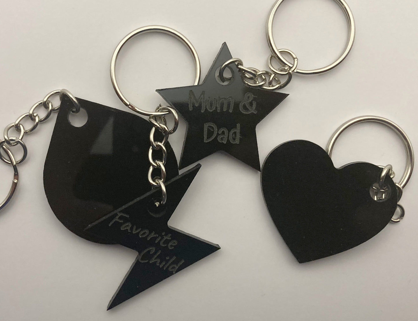 Personalized Gloss Black Laser Engraved Key Chain Set - Set of 3