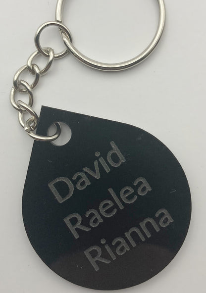 Personalized Gloss Black Laser Engraved Key Chain Set - Set of 3